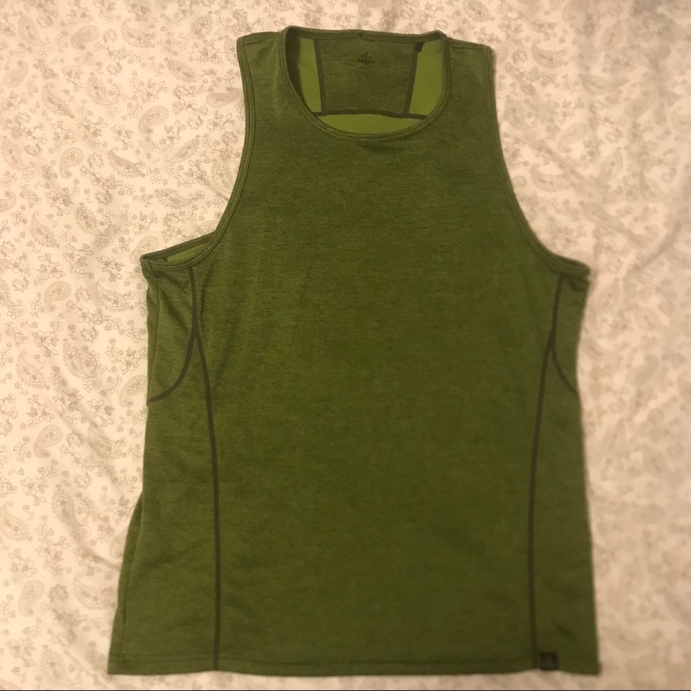 Prana Athletic Top, Heathered Green, Size Medium